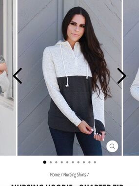 Nursing Queen NURSING HOODIE - QUARTER ZIP-HIDDEN ZIPPER - OATMEAL WAFFLE